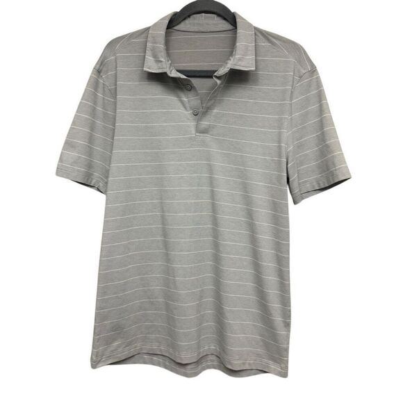 Lululemon gray striped collar neck tshirt size medium - Picture 1 of 3